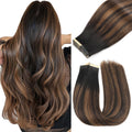 Tape in Hair Extensions 20pcs 20in Balayage Natural Black to Chestnut
