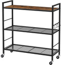 3-Tier Metal Storage Rack with Industrial Wheels - Adjustable Mesh