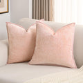 FUTEI Pink Chenille Throw Pillow Covers 22x22 in Set of 2 - Soft Cozy