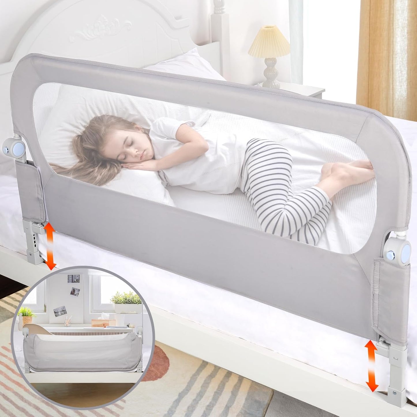 Baby Bed Rail Guard for Toddlers - Safe Swing Down Design