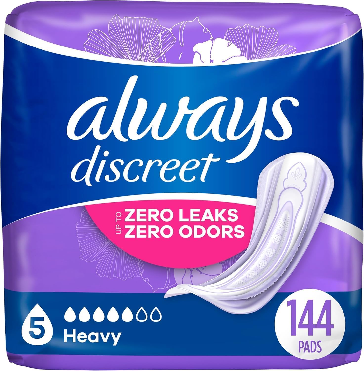 Always Discreet Incontinence Pads for Women - Heavy Absorbency
