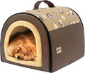Indoor Dog House L Size Brown - 2 in 1 Foldable Pet Tent Bed