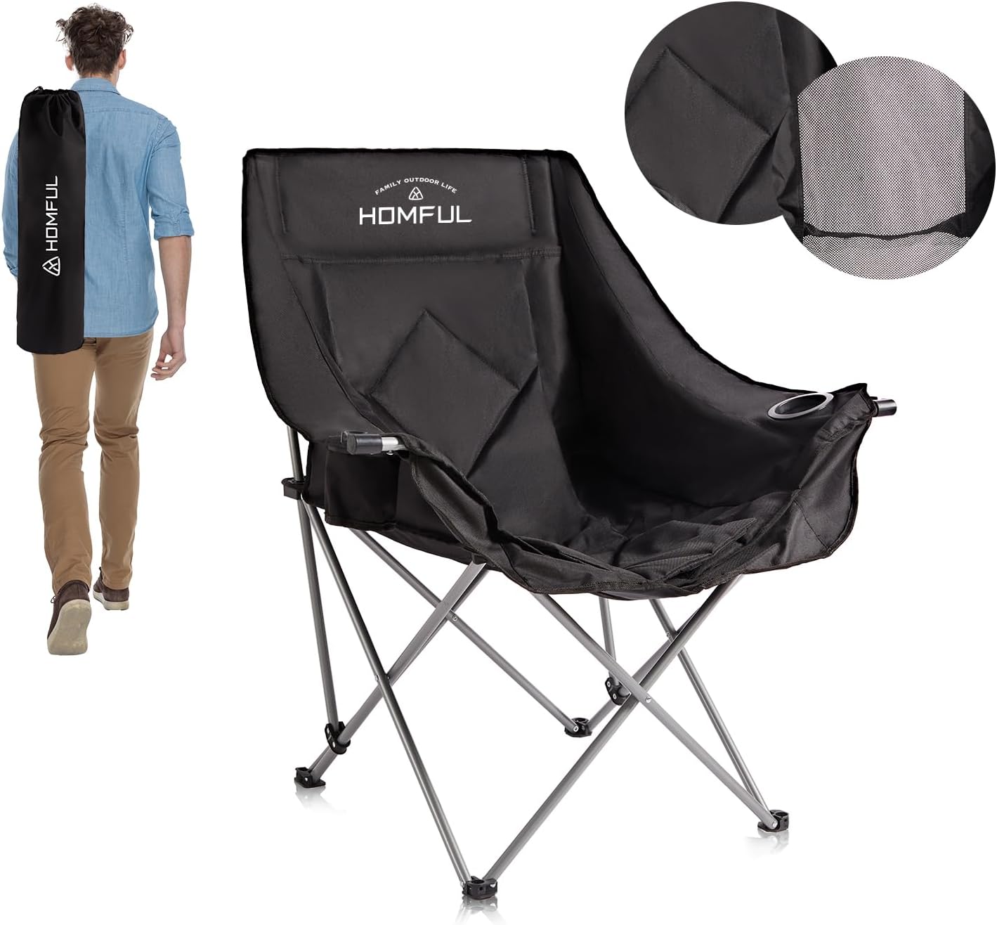 HOMFUL Oversized Camping Chair: Portable Luxury Comfort