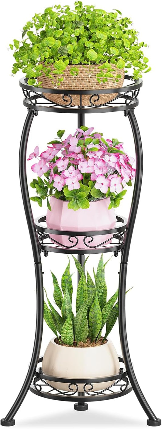 3 Tier Tall Metal Plant Stand for Indoor and Outdoor Use