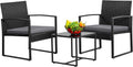 Greesum 3 Piece Wicker Conversation Bistro Set - Compact Outdoor