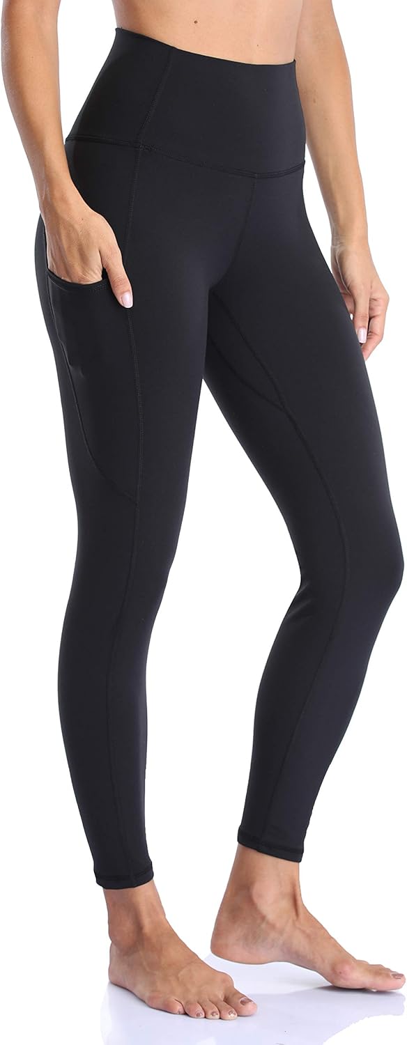 YUNOGA Buttery Soft High Waist Yoga Leggings - 25 Inseam with Pockets