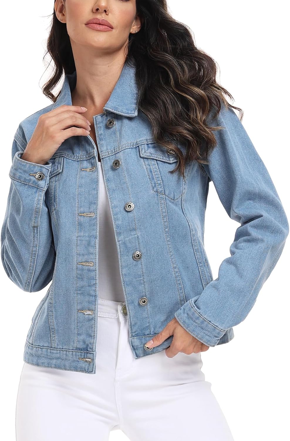 MISS MOLY Women's Denim Jacket - Trendy Button Up Jean Coat