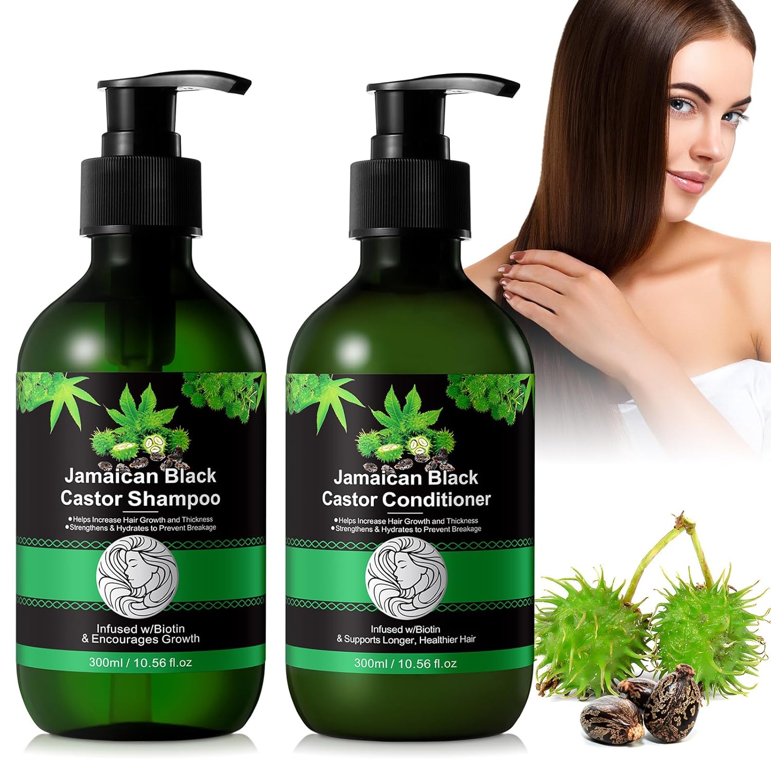 RTBYUE Jamaican Black Castor Oil Shampoo & Conditioner Set, Strengthen & Restore, 2-PC Growth Gift Set