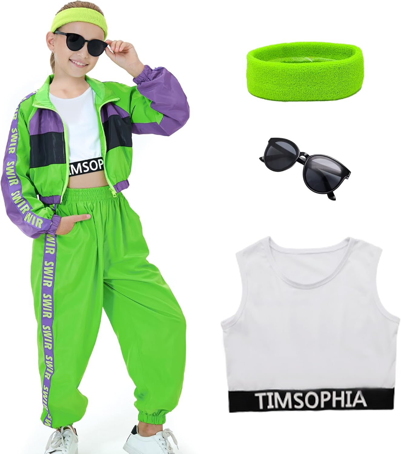 Hip Hop Dance Costume for Girls - 80s 90s Tracksuit Set