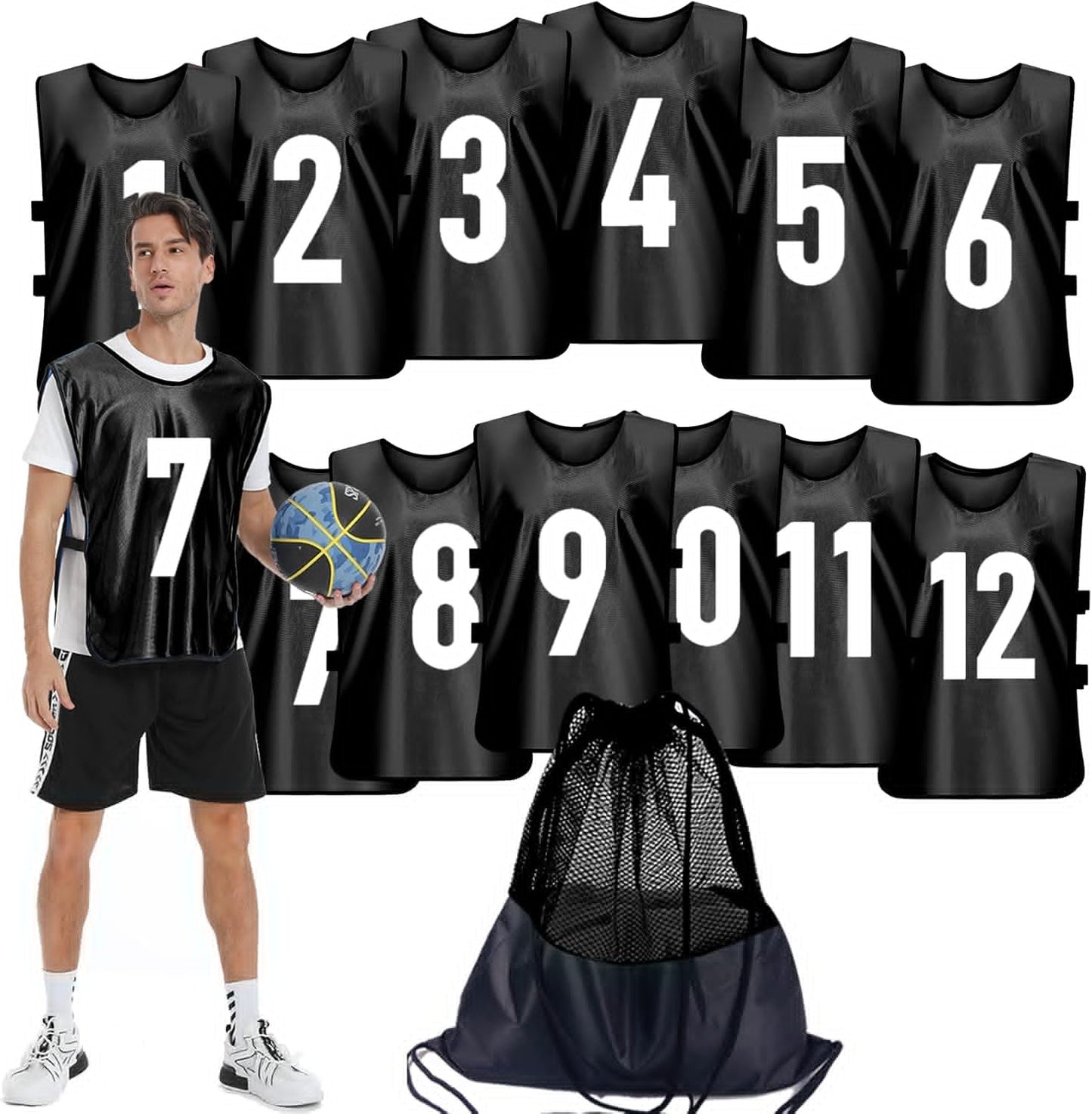 Scrimmage Training Vest Set of 12 Pinnies for Team Sports