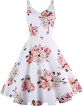 GOOBGS Women's 1950s Retro Spaghetti Strap Cocktail Dress with Pockets
