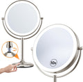 Lighted Makeup Mirror with Magnification 1X/10X - 9in Rechargeable
