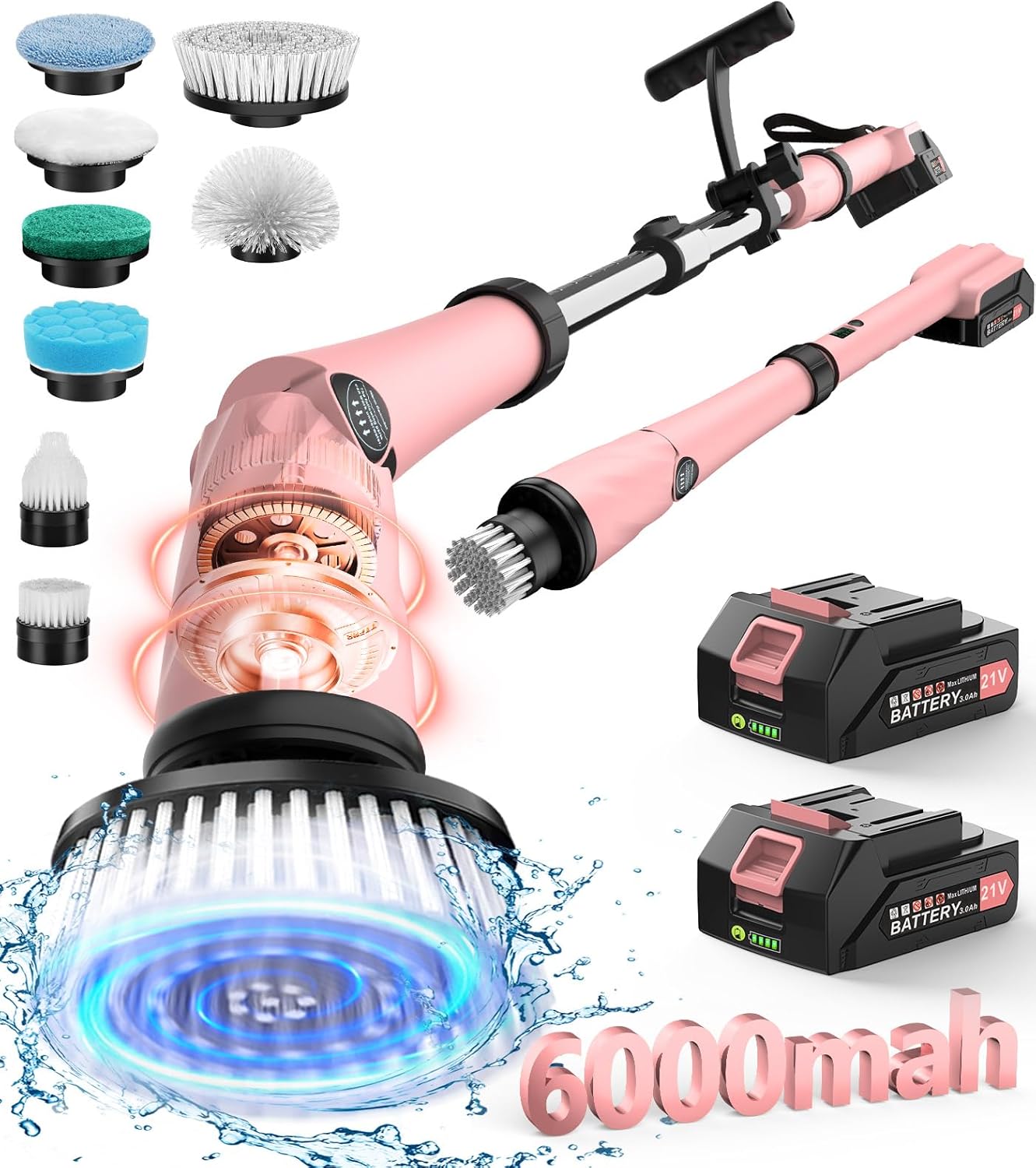High Power Pink Electric Spin Scrubber for Deep Cleaning Tasks