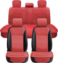 Elantrip Car Seat Cover Full Set Leather Protector - Water Proof Red