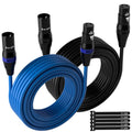 XLR Microphone Cable 50 Feet (2 Pack) - Multi Colored, Shielded