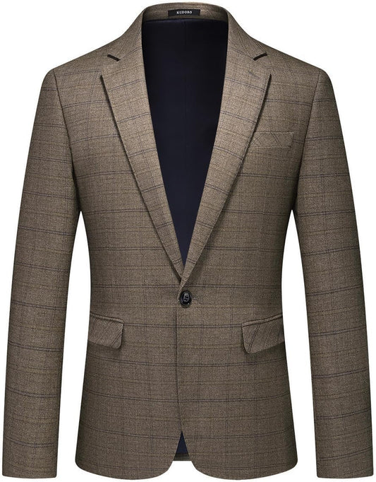 Mens Plaid Blazer Sports Coat Casual Slim Fit Checkered Blazer