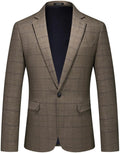 Brown Plaid Blazer for Men Slim Fit Tweed Sports Coat - Wedding Ready