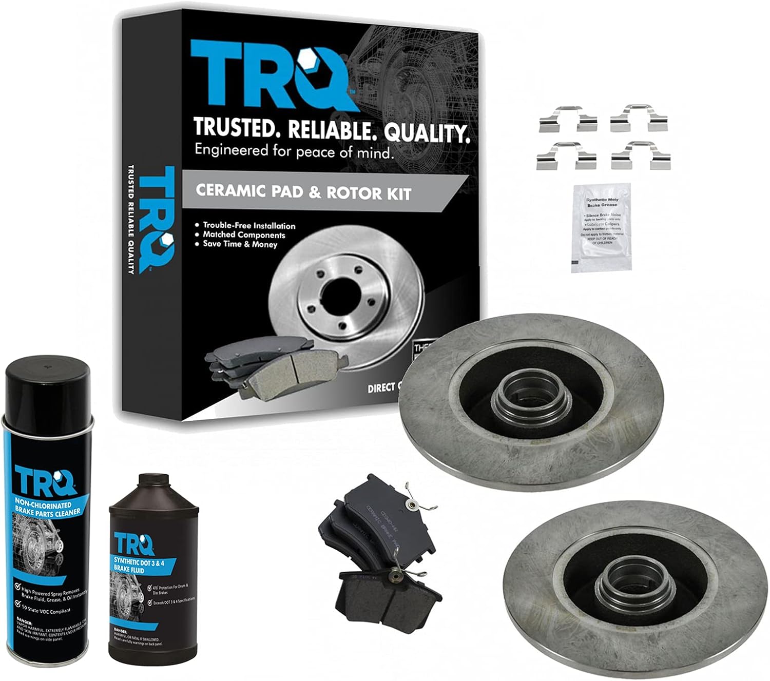 TRQ Rear Brake Pad & Rotor Kit for 2002 Audi A4 Performance