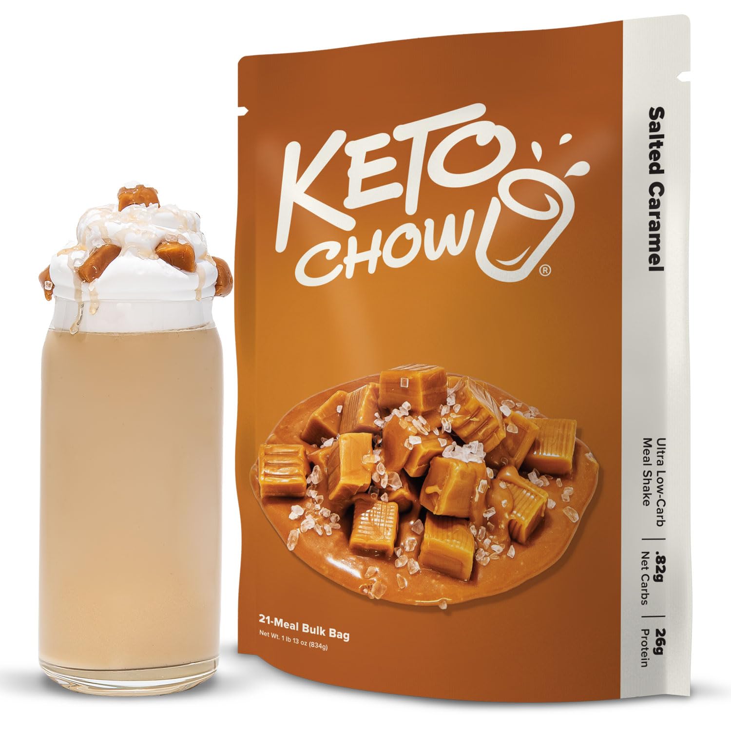 Keto Chow Salted Caramel Meal Replacement Shake for Keto Diet