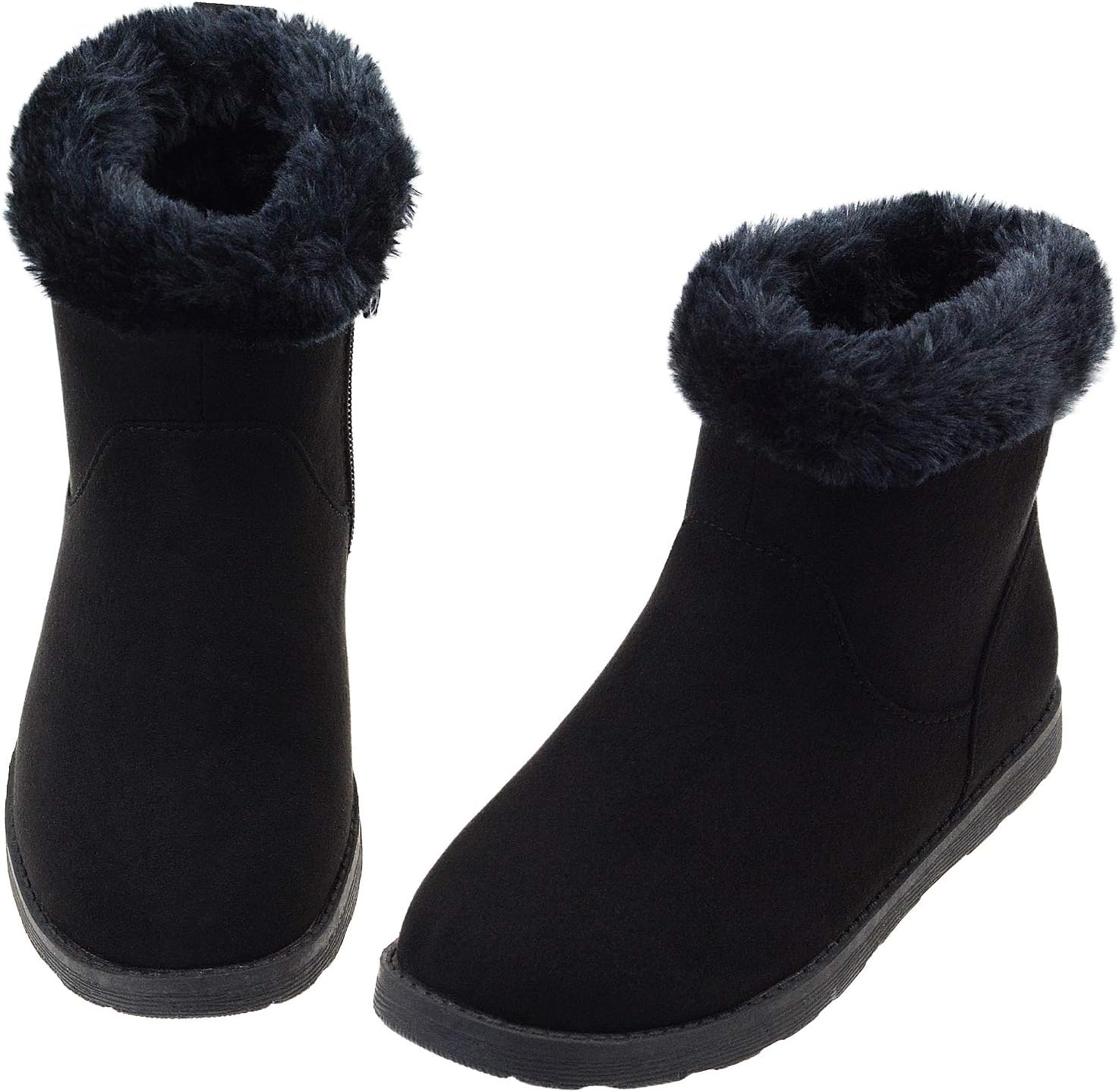 Vonair Girls Fuzzy Warm Winter Short Boots for Toddlers & Kids