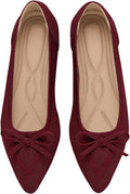 Women's Bow Knit Pointed Toe Ballet Flats - Comfortable Dressy Slip On