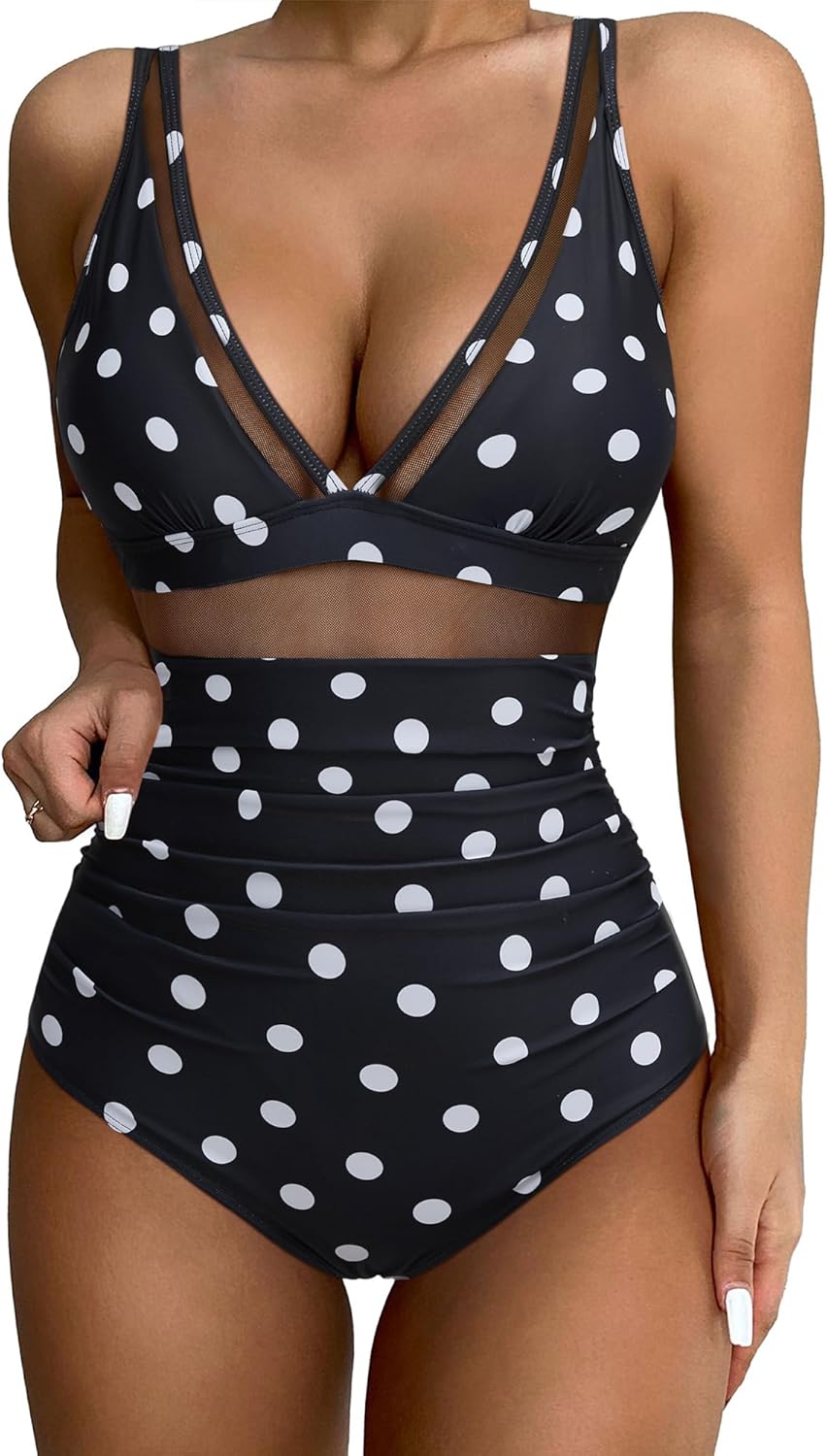 SUUKSESS Women Sexy Mesh Tummy Control Swimsuit for Summer Fun