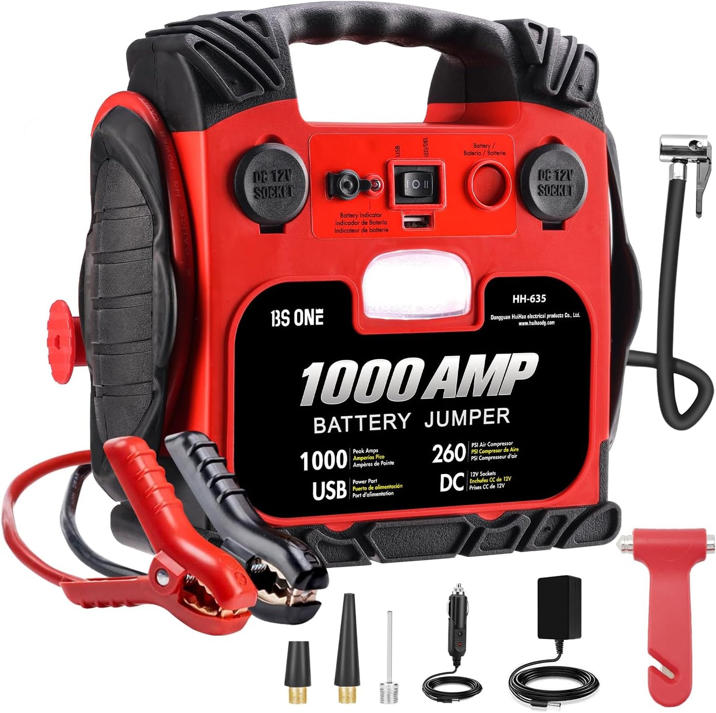 BS ONE 1000A Jump Starter with Air Compressor