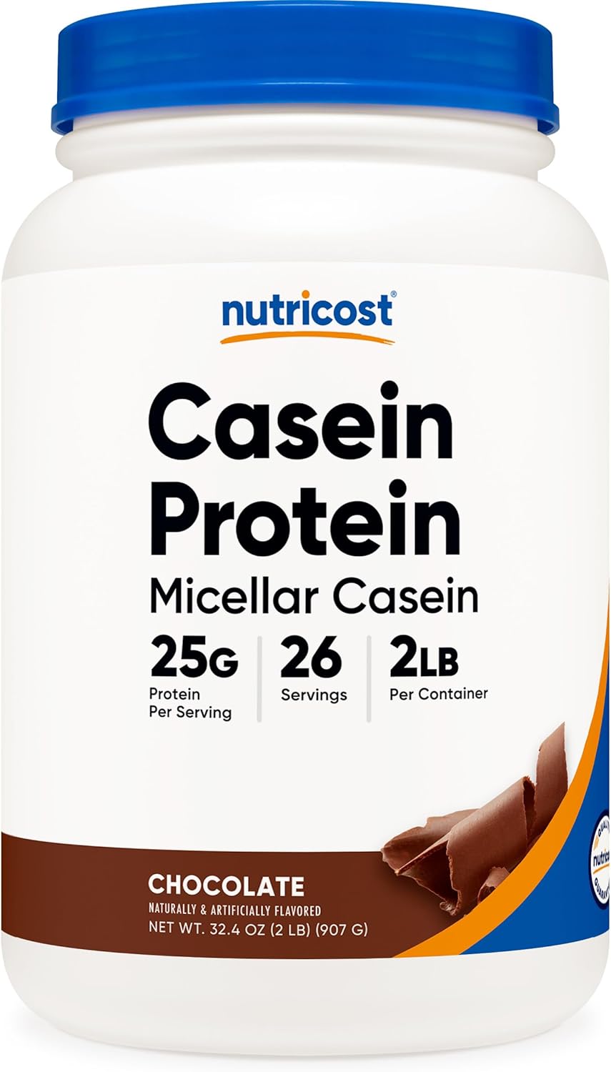 Nutricost Casein Protein Powder 2lb Chocolate for Muscle Growth