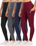 4 Pack Leggings with Pockets for Women High Waist Tummy Control Shoes