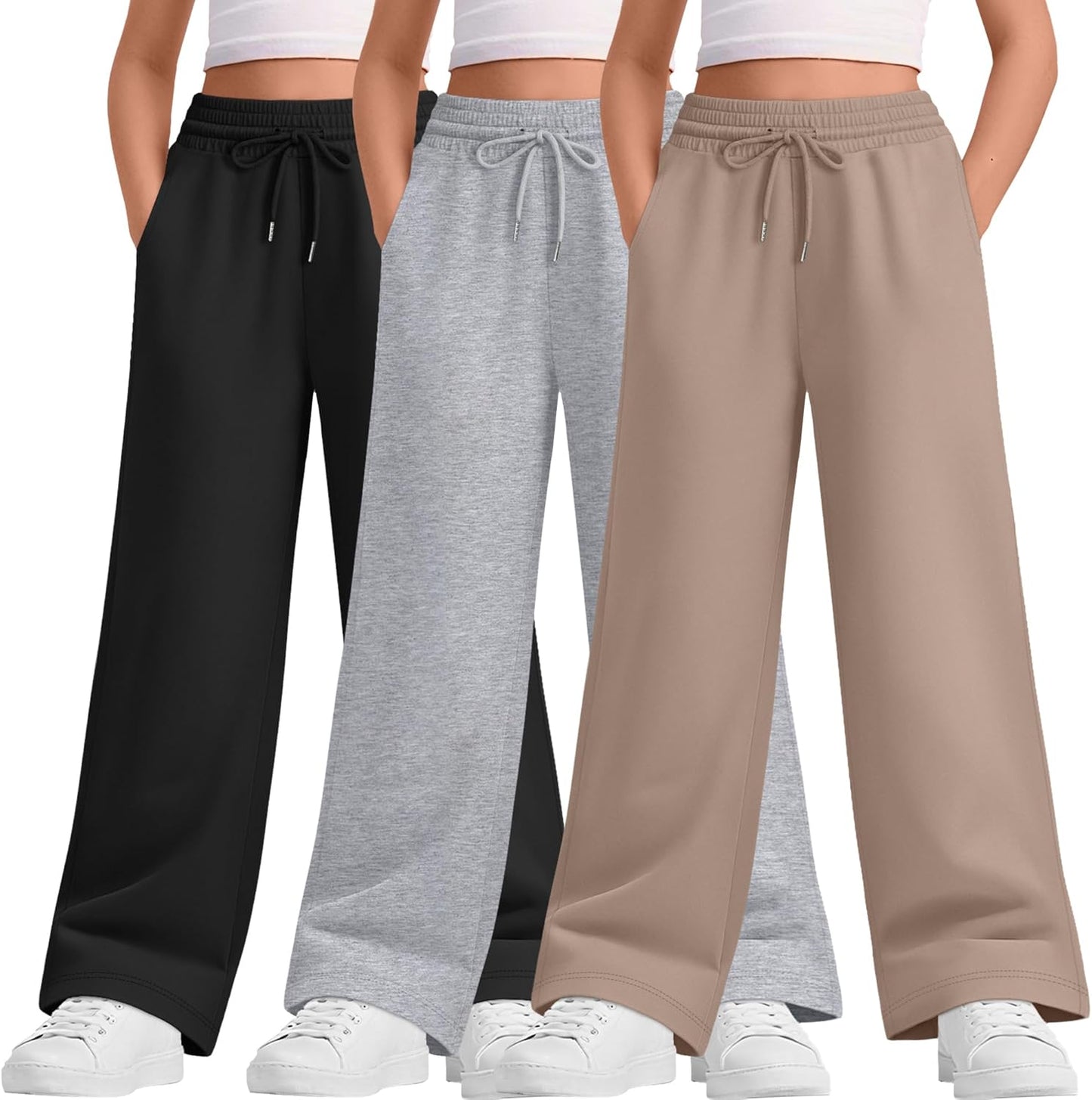 Teen Girls Wide Leg Sweatpants with Pockets for Active Days