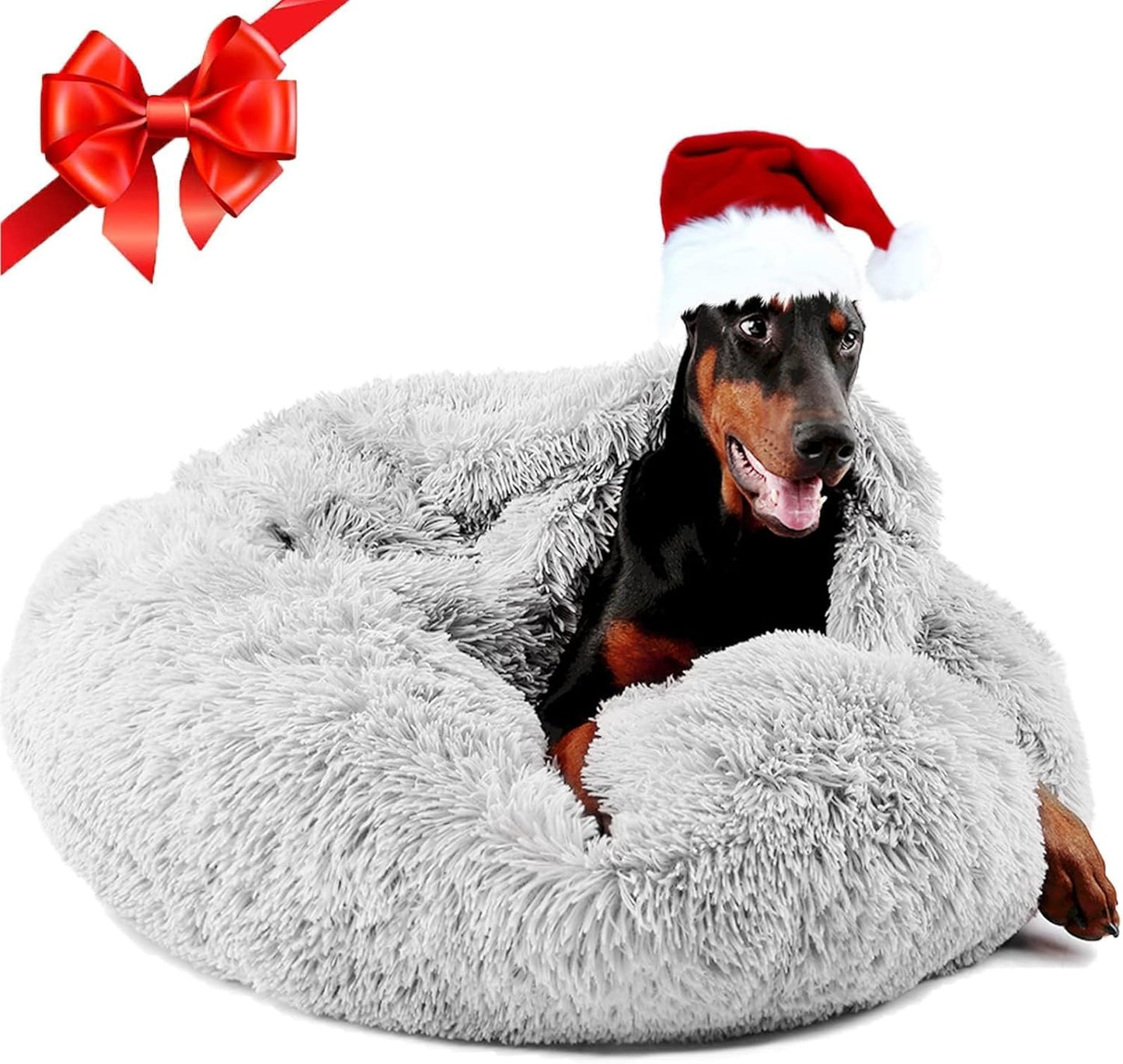 Himax Donut Dog Beds for Large Dogs with Cozy Blanket