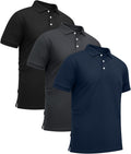 Mens Polo Shirt 3-Pack Moisture Wicking Performance for Men - Comfort