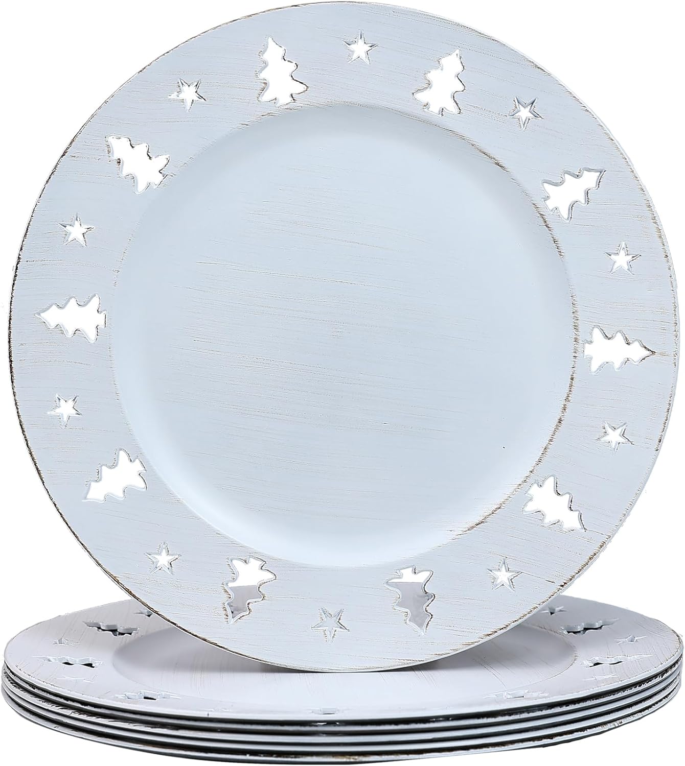 Spsyrine Christmas Tree White Charger Plates for Elegant Dining