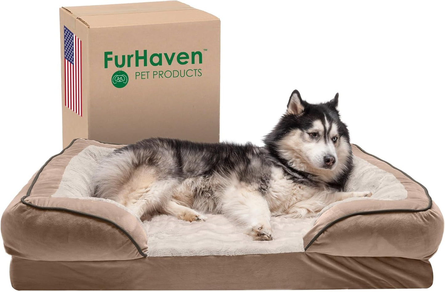 Furhaven Memory Foam Dog Bed for Large Dogs with Washable Cover