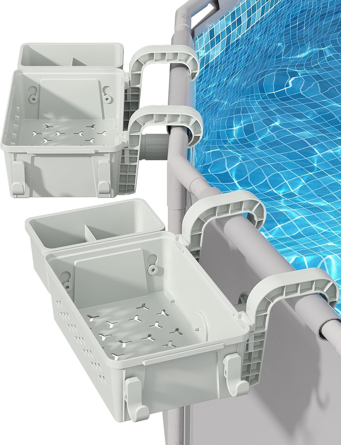 POOLHACKER 2025 Upgrade Poolside Storage Basket with Cup Holders