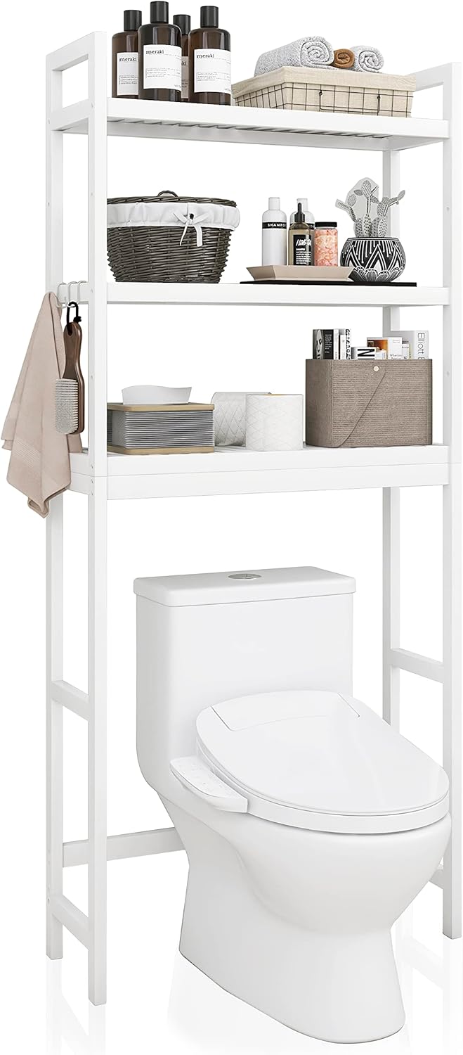 Bamboo Over-The-Toilet Organizer Rack for Bathroom Storage