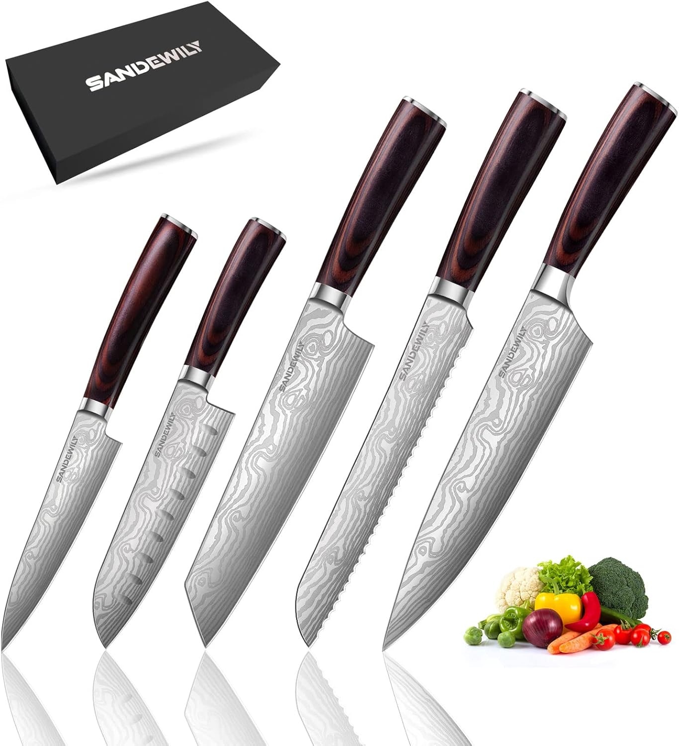 5PCS Chef Knife Set - Ultra Sharp Japanese Knives for Chefs