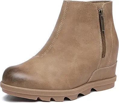 Athlefit Women's Wedge Ankle Boots with Hidden Heel Design