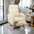 Nursery Rocking Chair with Adjustable Footrest - Comfortable Beige