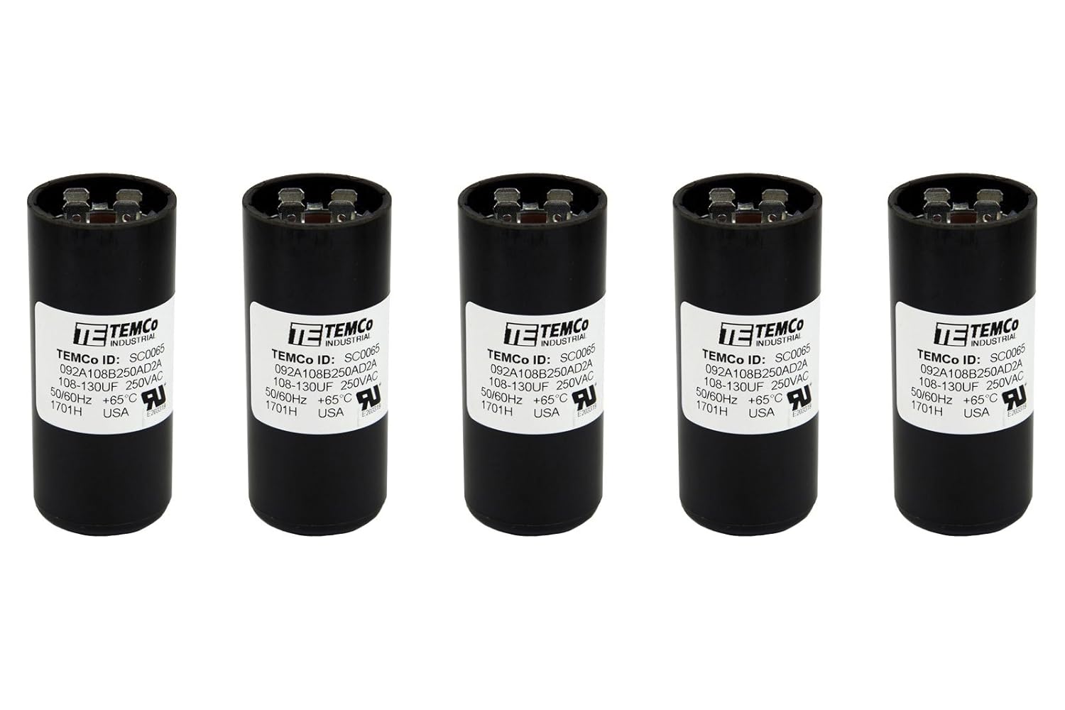 5 Pack 108-130 uF MFD CD60 Start Capacitor for HVAC Systems