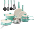 GreenLife Soft Grip Healthy Ceramic Nonstick 15 Piece Cookware Set