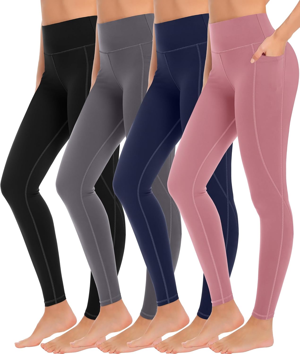 MIRITY Yoga Leggings with Pockets for Women - High Waist Tummy Control