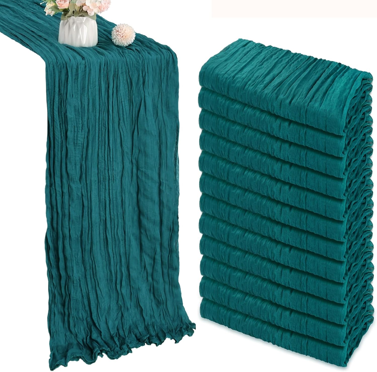 12 Pack 10FT Teal Cheesecloth Table Runner for Elegant Decor