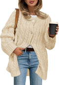 Womens Chunky Cable Knit Cardigan Sweater Dress - Oversized Cozy Fit