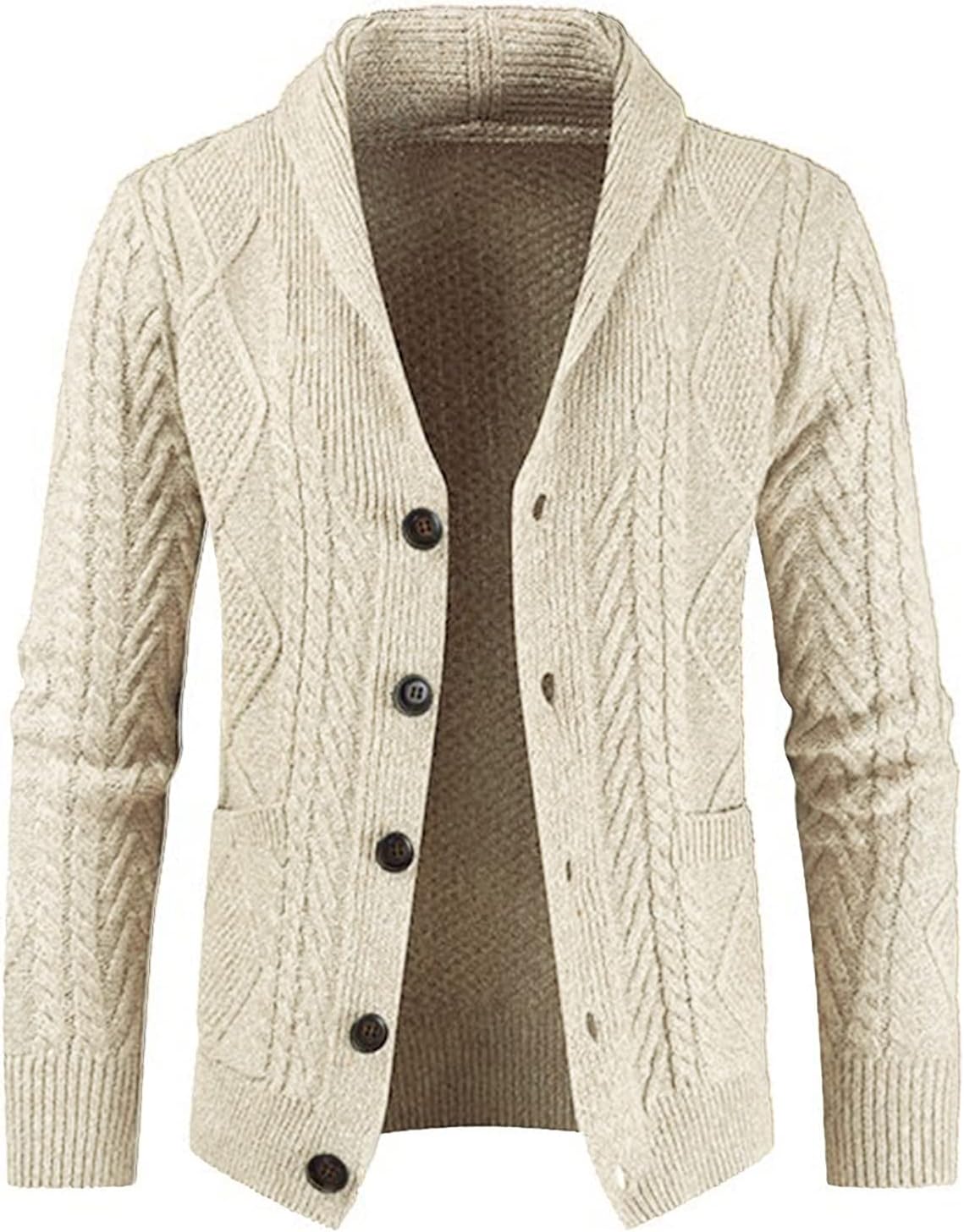 JMIERR Men's Casual Wool Blend Long Sleeve Shawl Cardigan Sweater