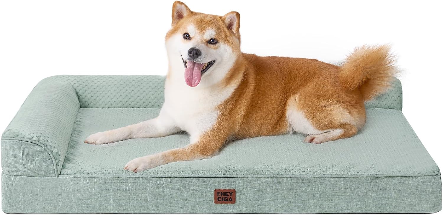 EHEYCIGA Memory Foam Dog Bed for Large Dogs with Waterproof Cover