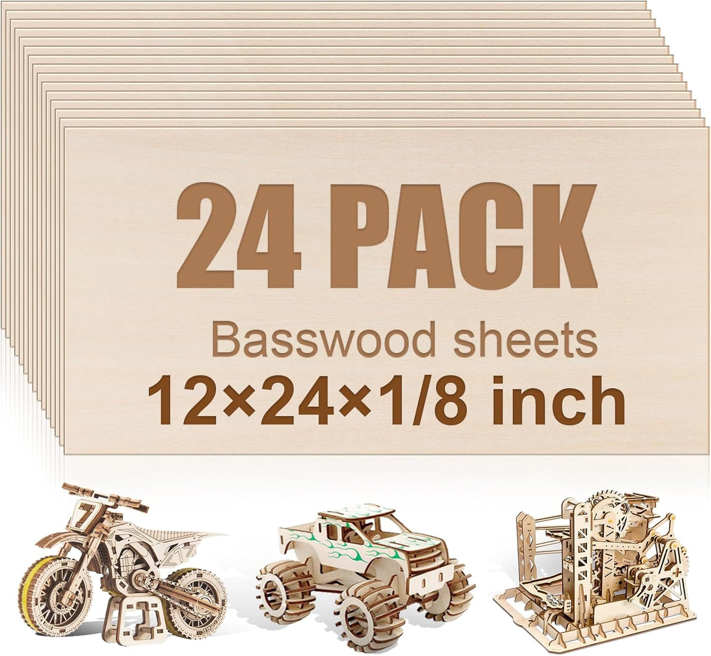 24 Pack Basswood Sheets for Laser Cutting and Crafting Projects