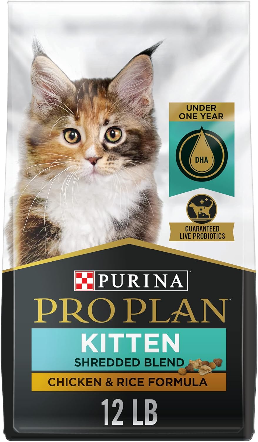 Purina Pro Plan Kitten Food: High Protein, Probiotics, Shredded Chicken - 12 lb