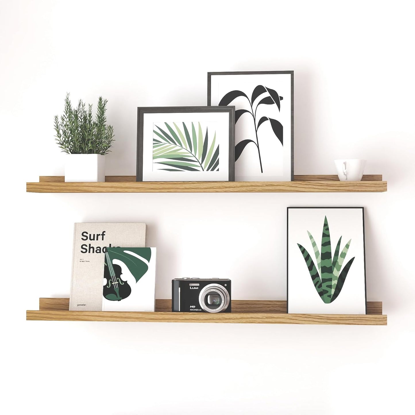 Floating Shelves for Wall Decor - Elegant Oak Storage Solution