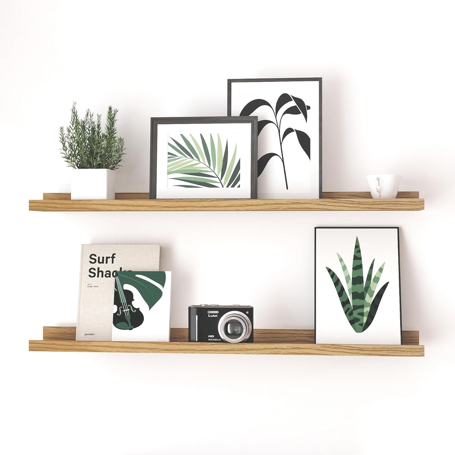 Floating Shelves for Wall Decor - Elegant Oak Storage Solution
